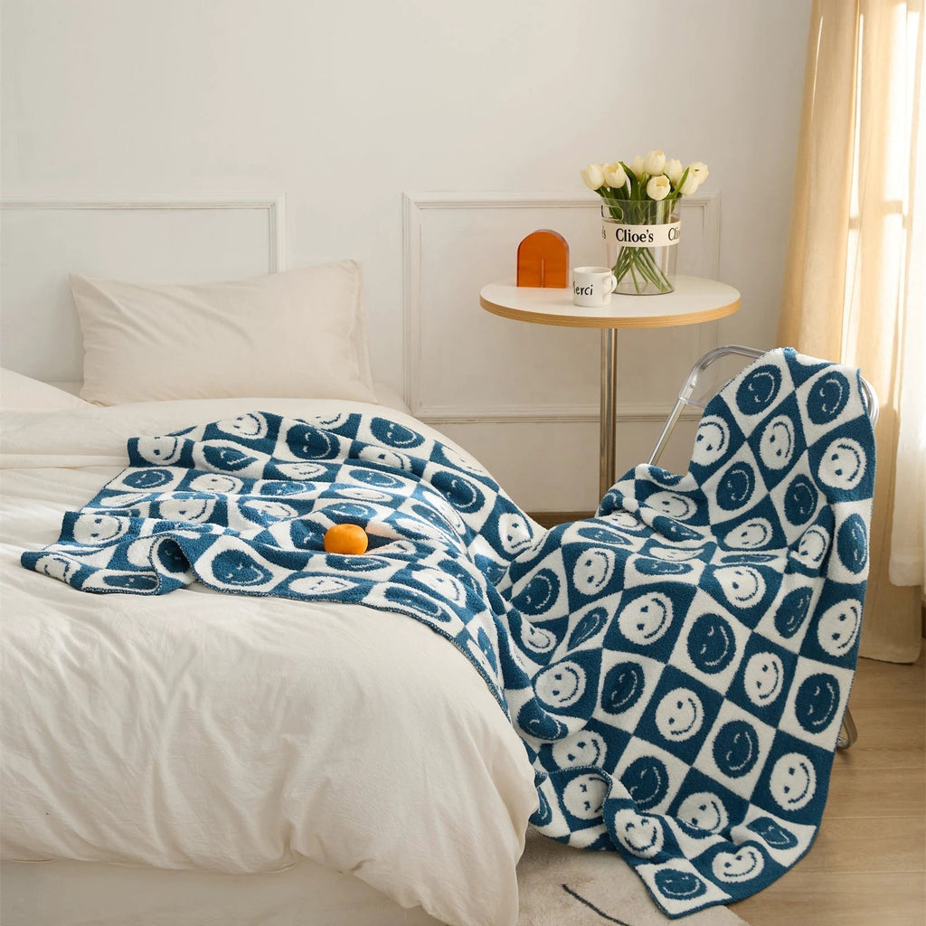 Smiley Checkered Blanket by Bowlift