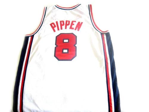 Scottie Pippen Jersey #8 Team USA BasketBall White by My store basketball