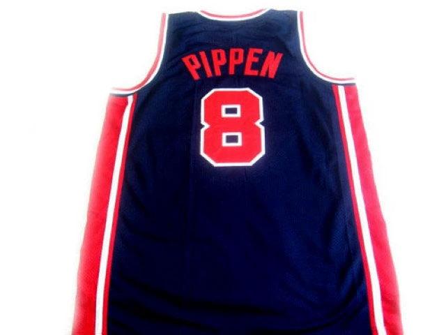 Scottie Pippen Jersey #8 Team USA Basketball Navy Blue by My store basketball