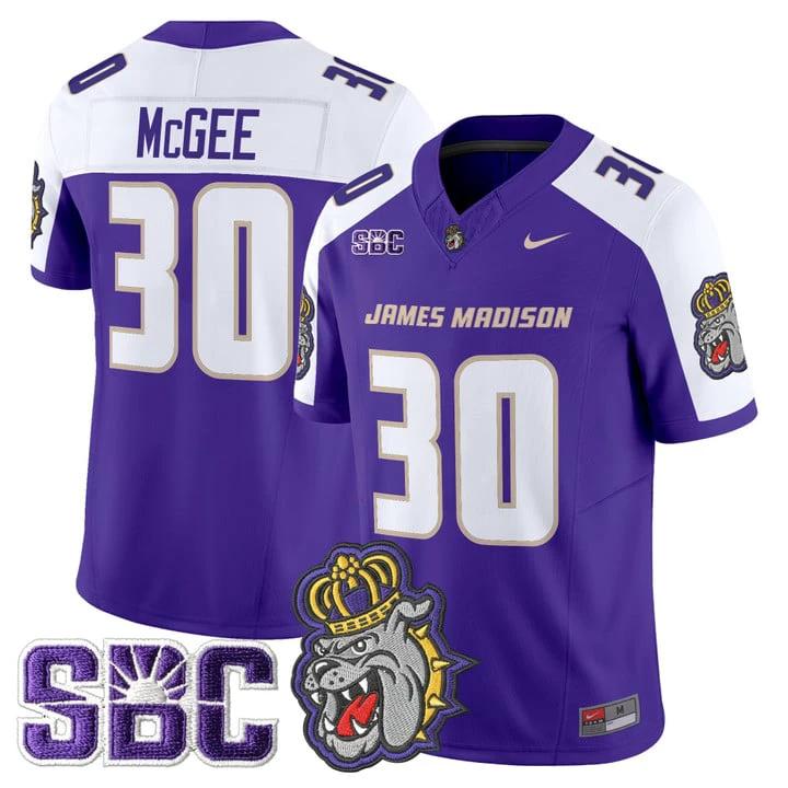 Scotty McGee Jersey #30 James Madison Dukes 2025 Vapor Limited Stitched by My Store NCAA Football Jerseys