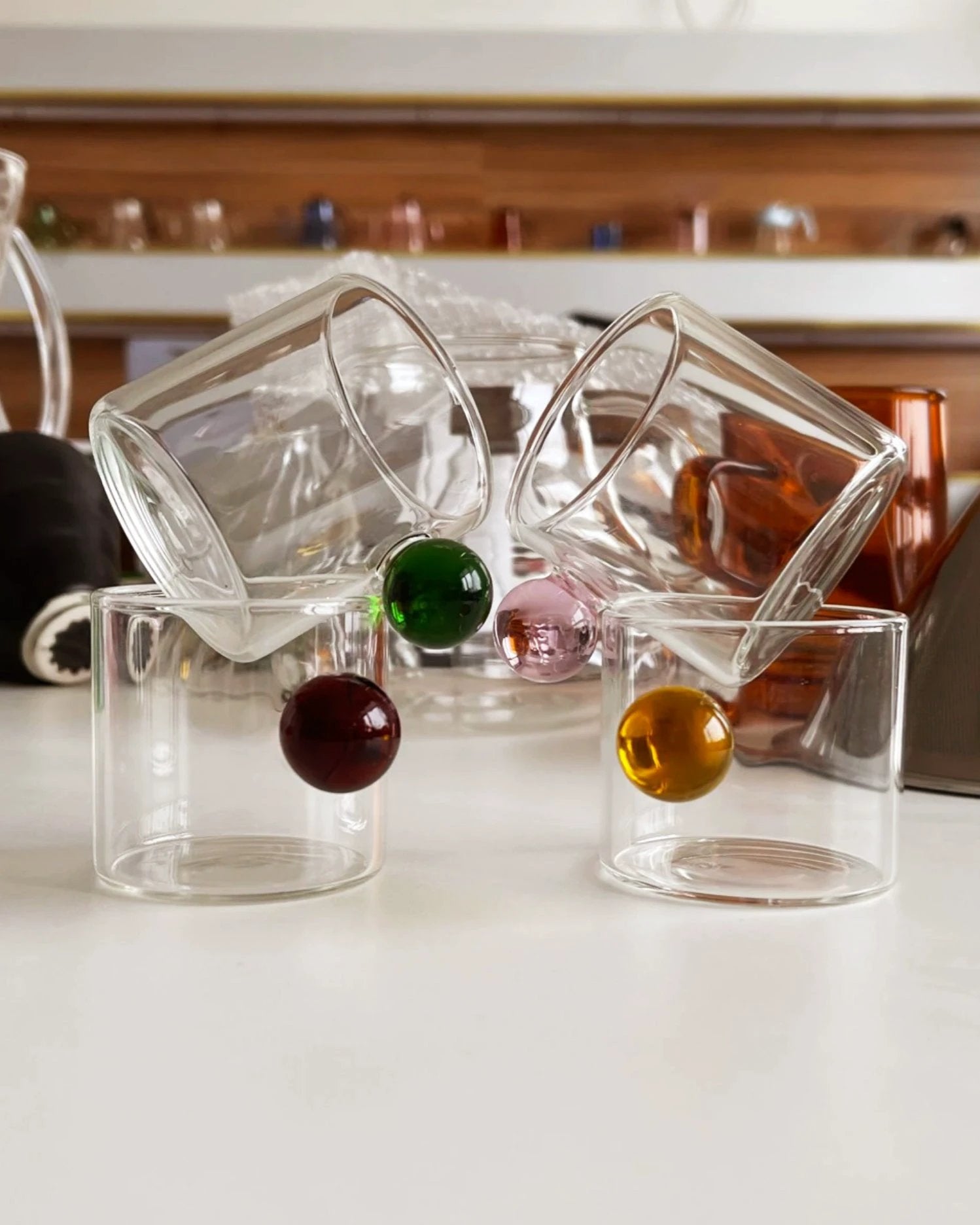 Globe Handle Glass Espresso Cup by Bowlift