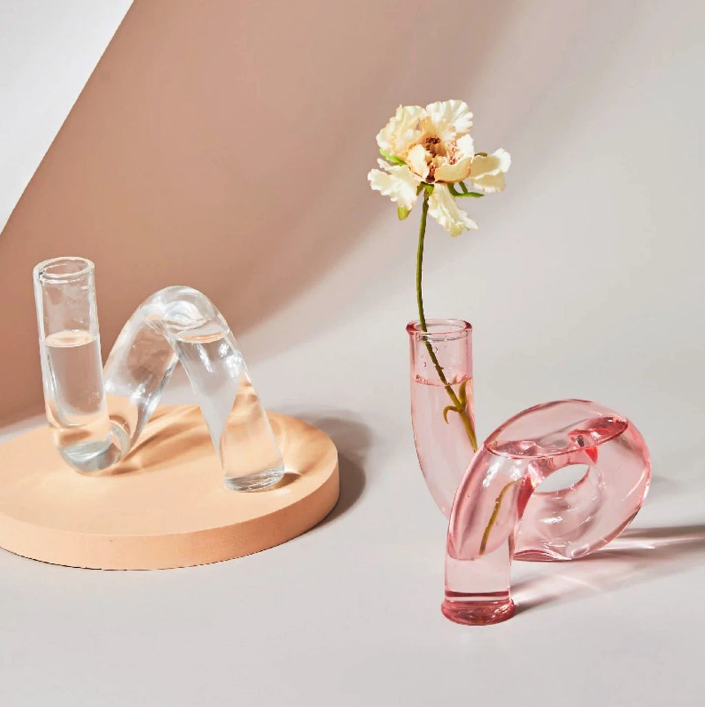 Modern Glass Candleholder-Baby Pink by Bowlift
