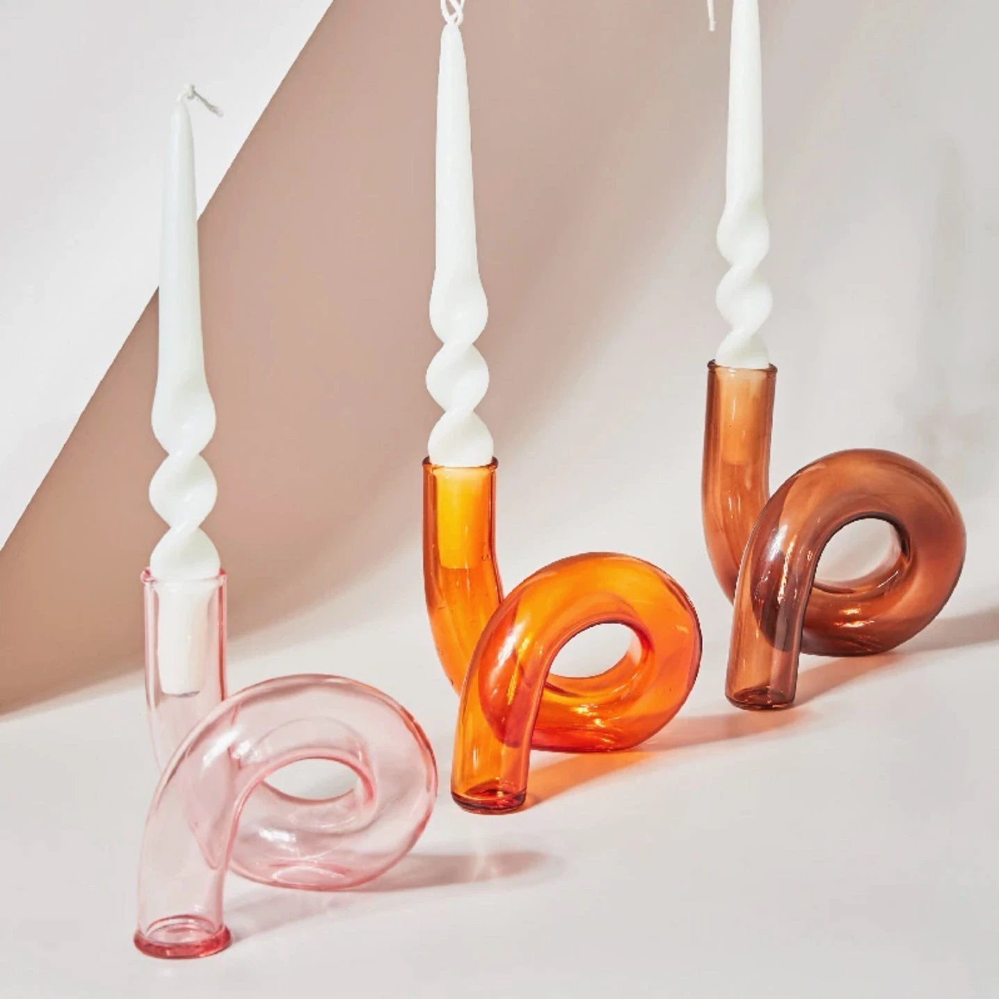 Modern Glass Candleholder-Orange by Bowlift