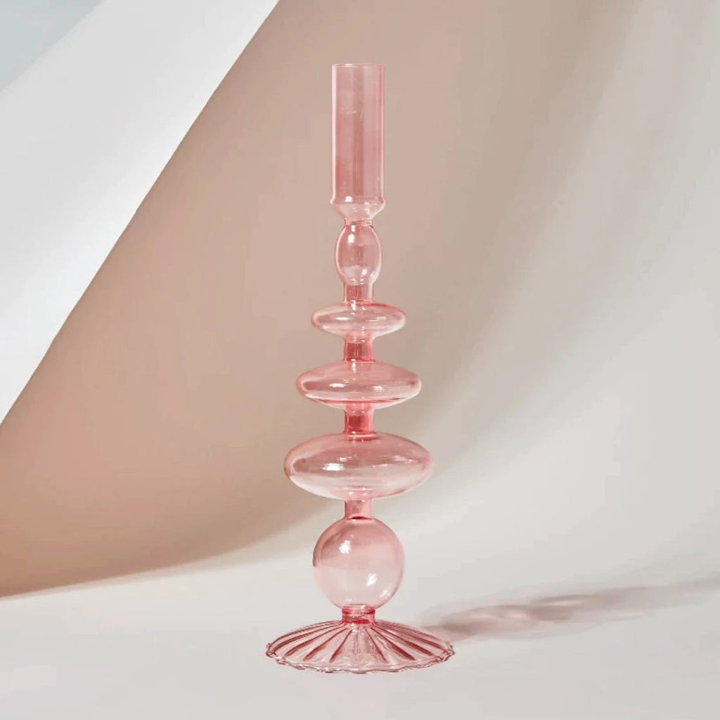 Modern Glass Candleholder-Baby Pink by Bowlift