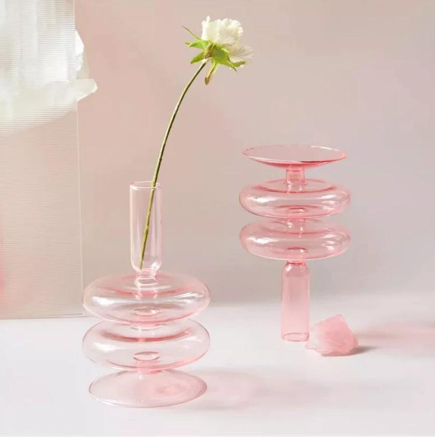 Modern Glass Candleholder-Baby Pink by Bowlift