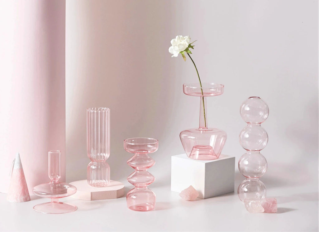 Modern Glass Candleholder-Baby Pink by Bowlift