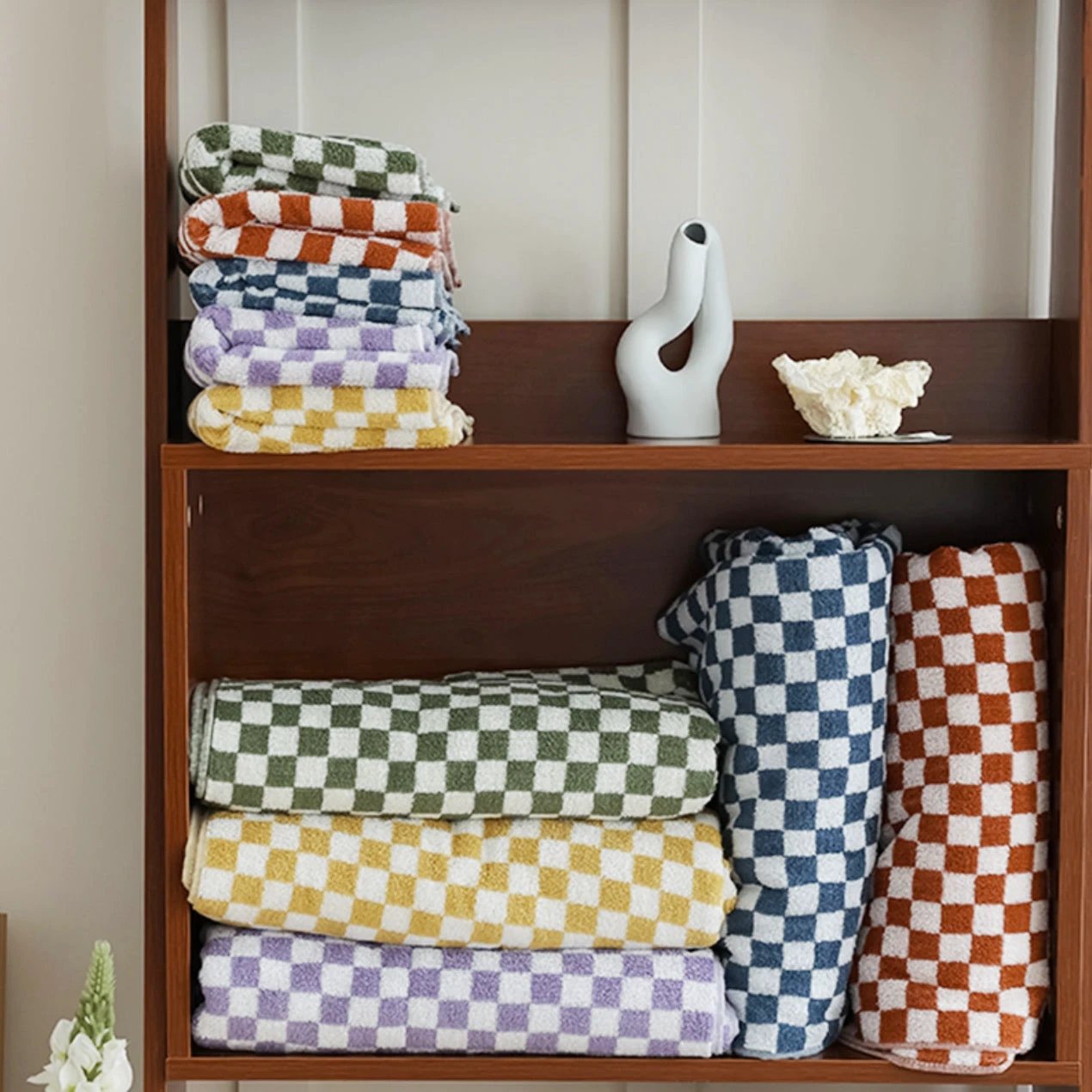 Colourful Checkerboard & Stripe Towels by Bowlift