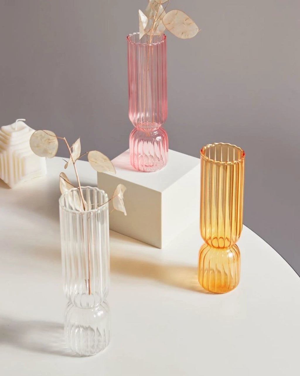 Scallop Cylinder Glass Vase by Bowlift