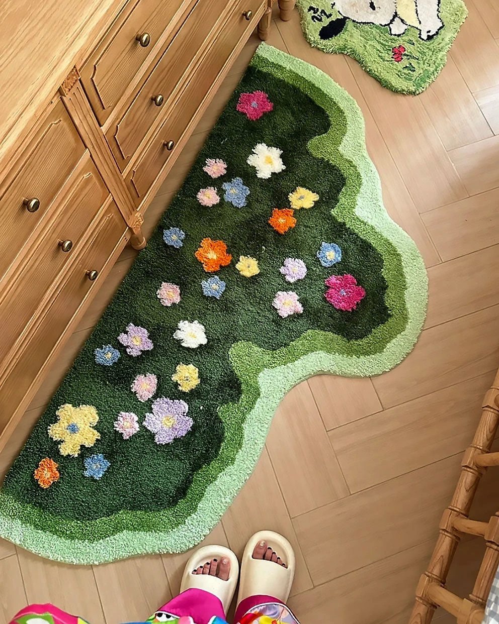 Moss and Floral Garden Rug by Bowlift