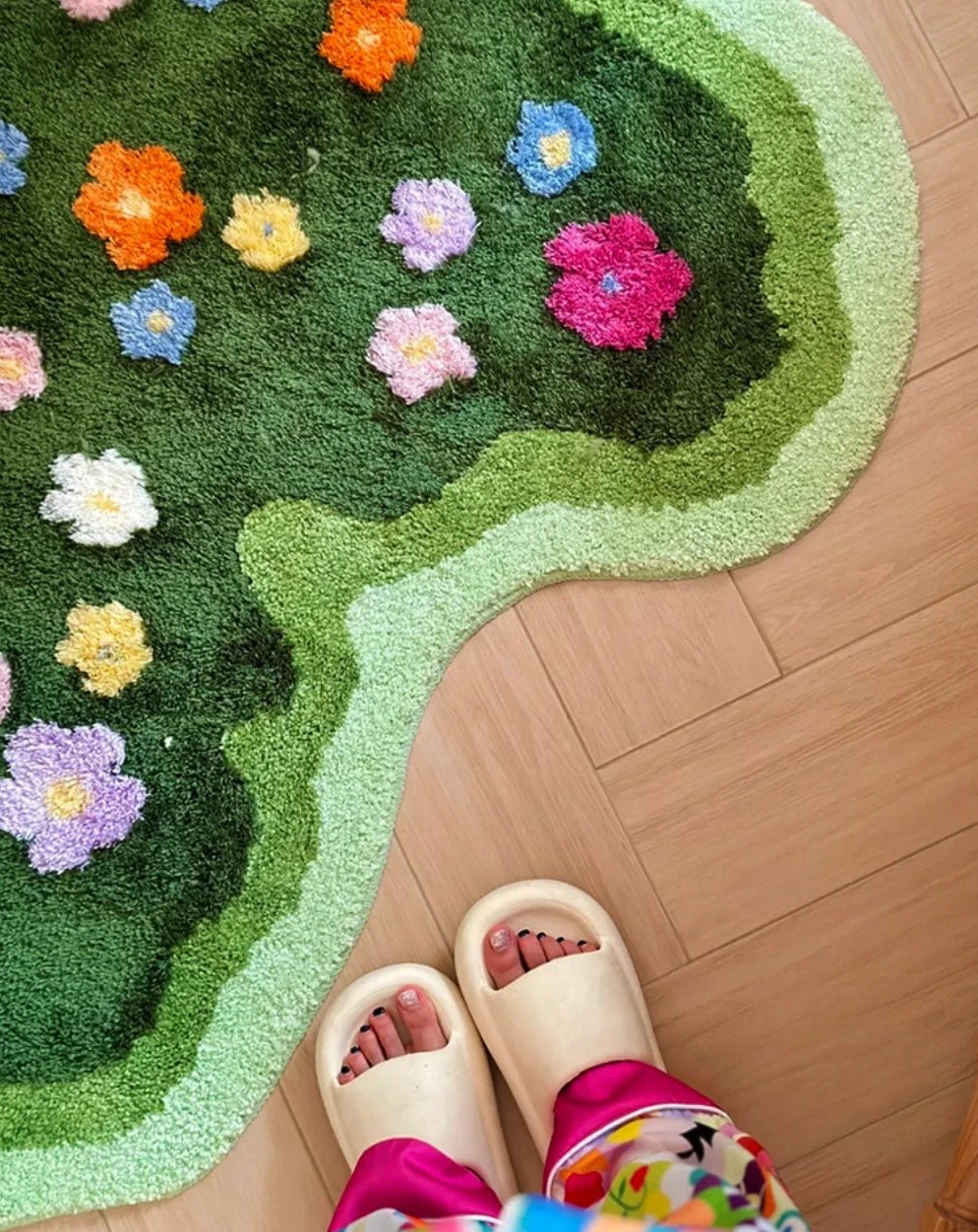 Moss and Floral Garden Rug by Bowlift