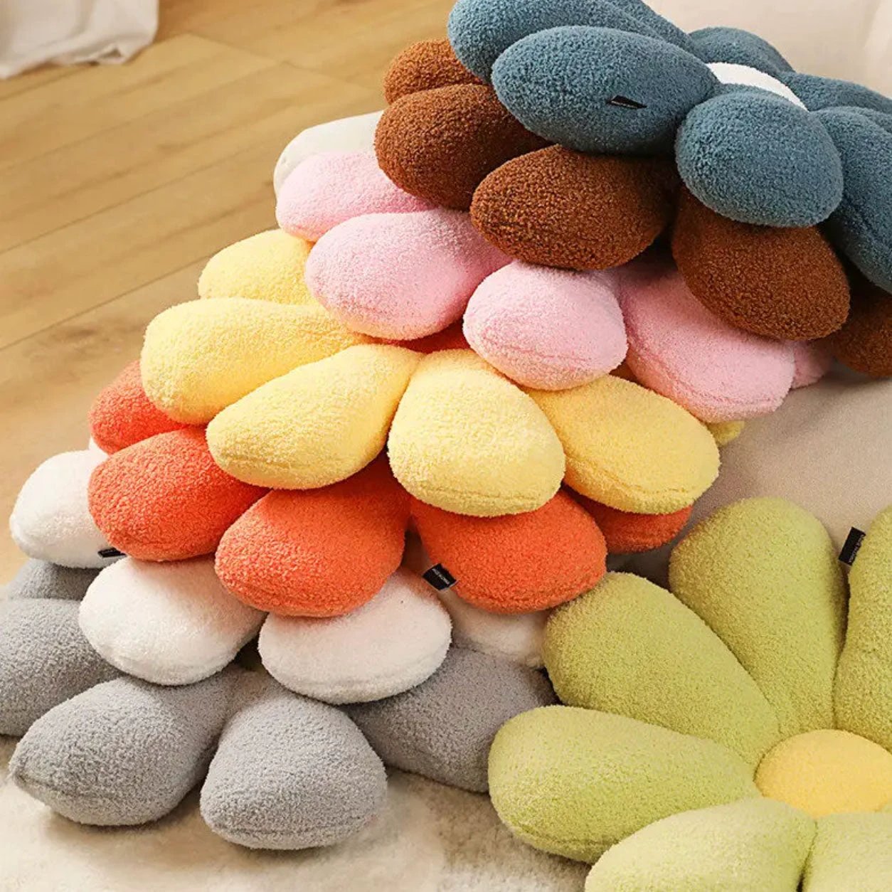 Boucle Plush Flower Cushion by Bowlift