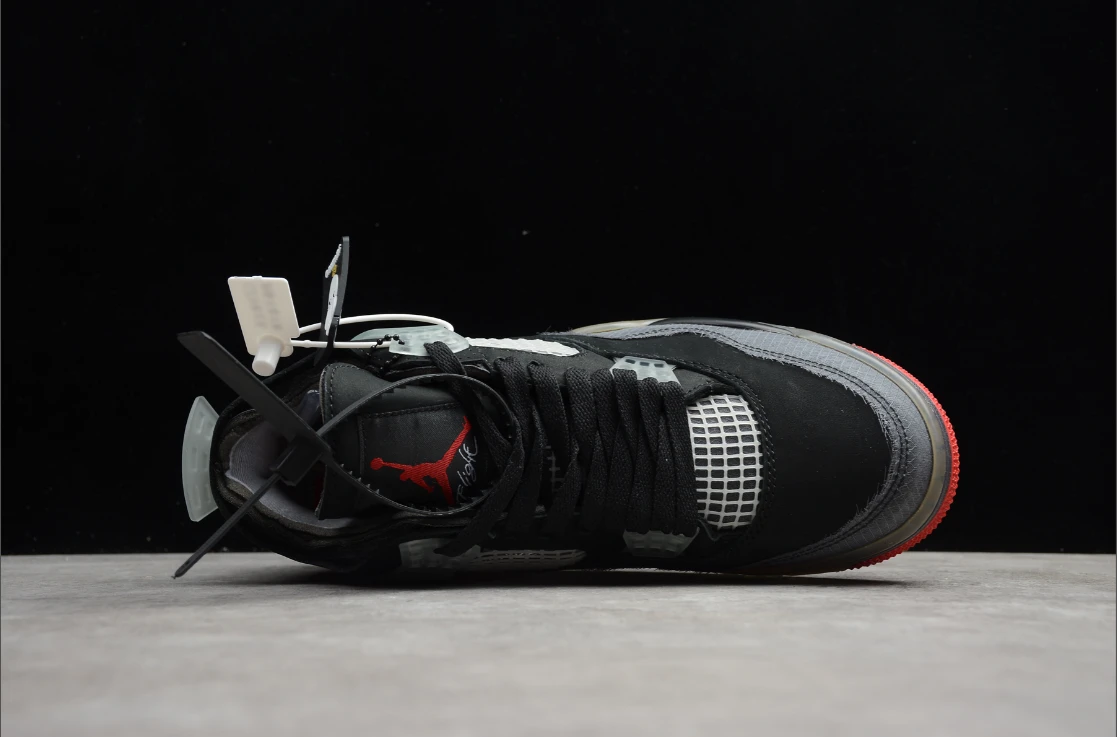 Off-White X Air Jordan 4 Retro Sail Black Grey Red by Air Jordan