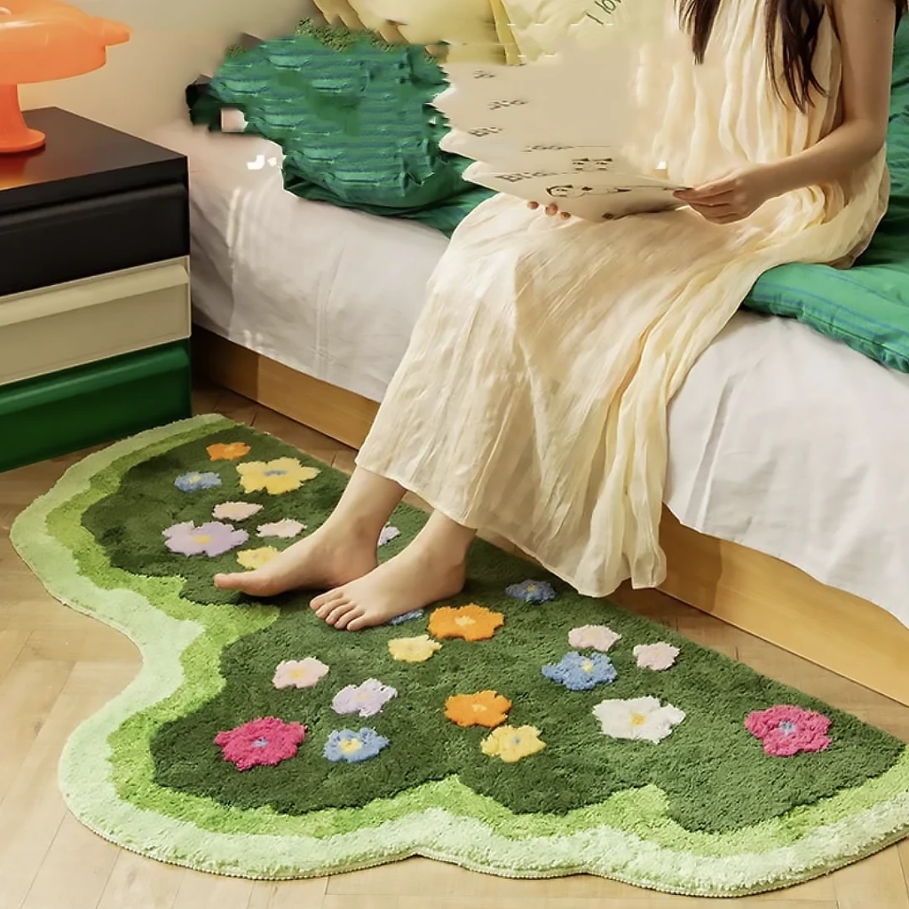 Moss and Floral Garden Rug by Bowlift