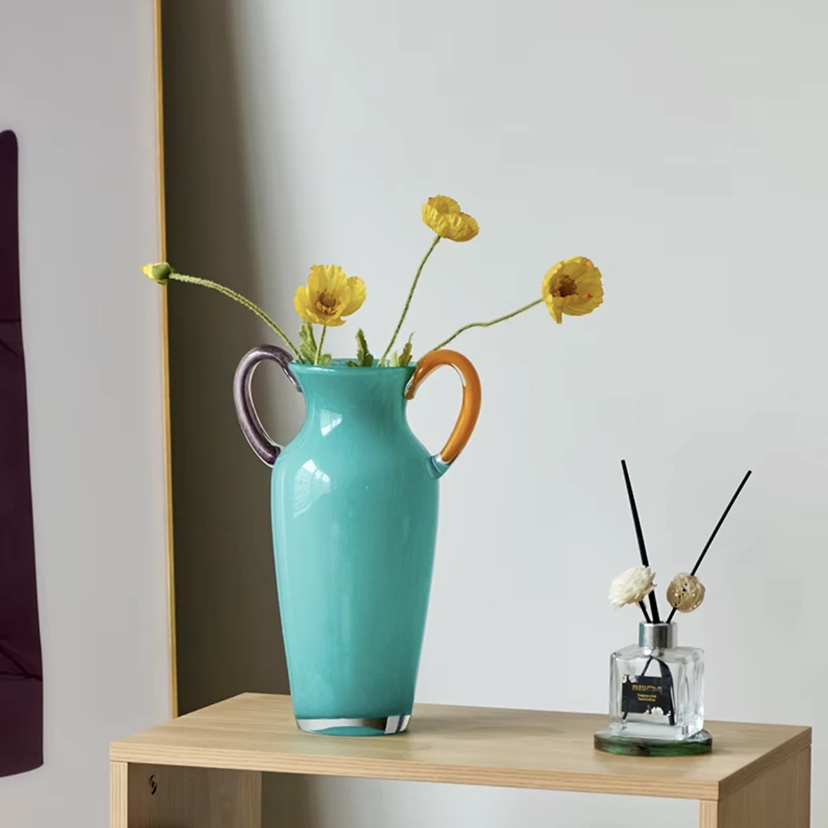 Vintage Stained Glass Binaural Vase by Bowlift