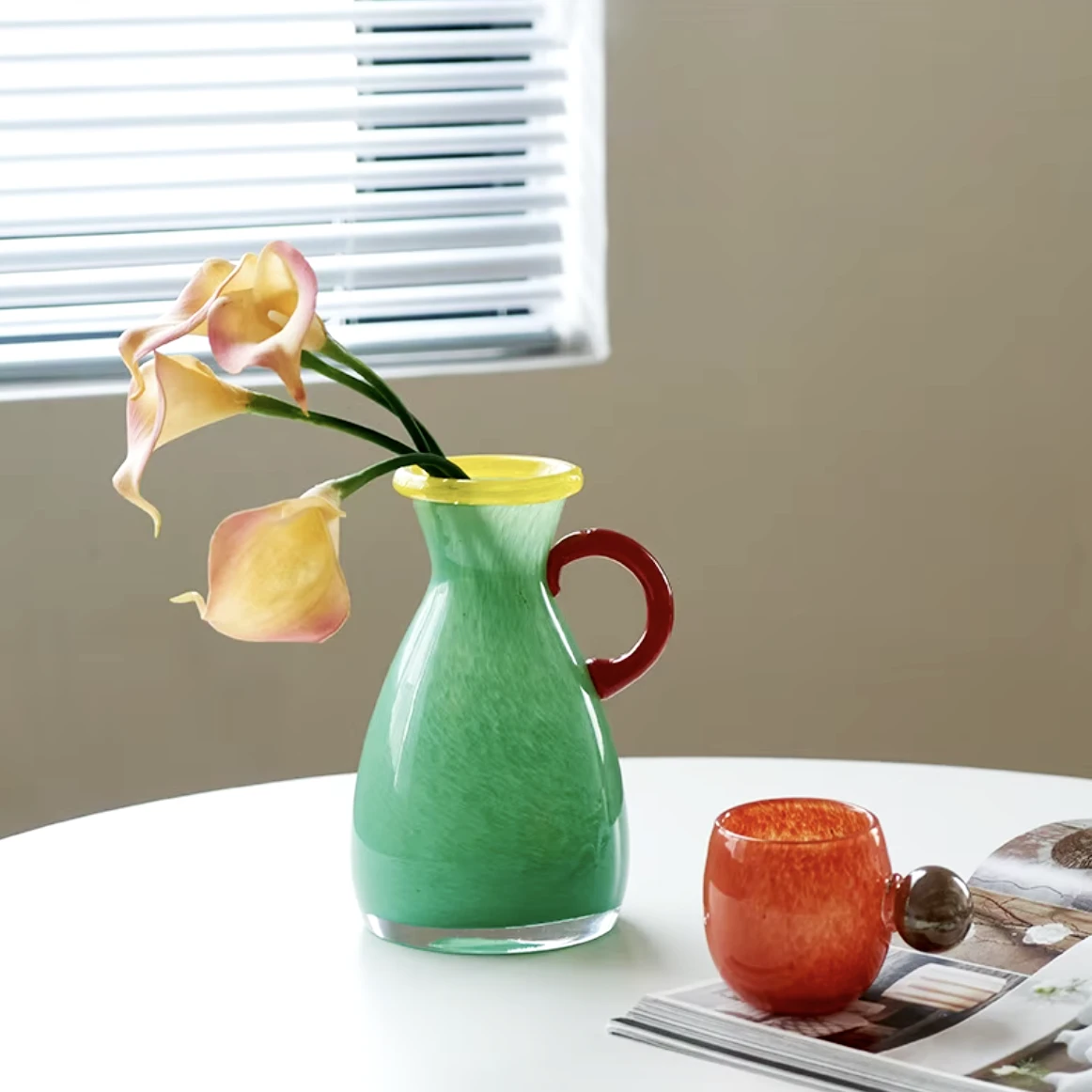 Vintage Stained Glass Binaural Vase by Bowlift