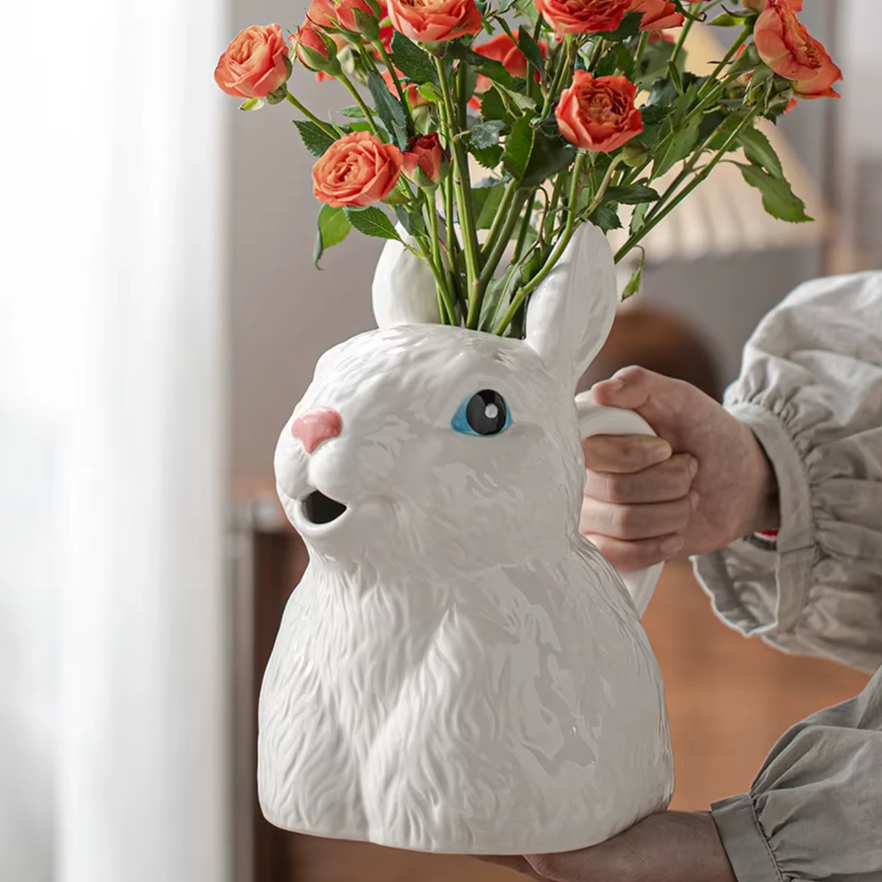 Cute Bunny Ceramic Vase by Bowlift