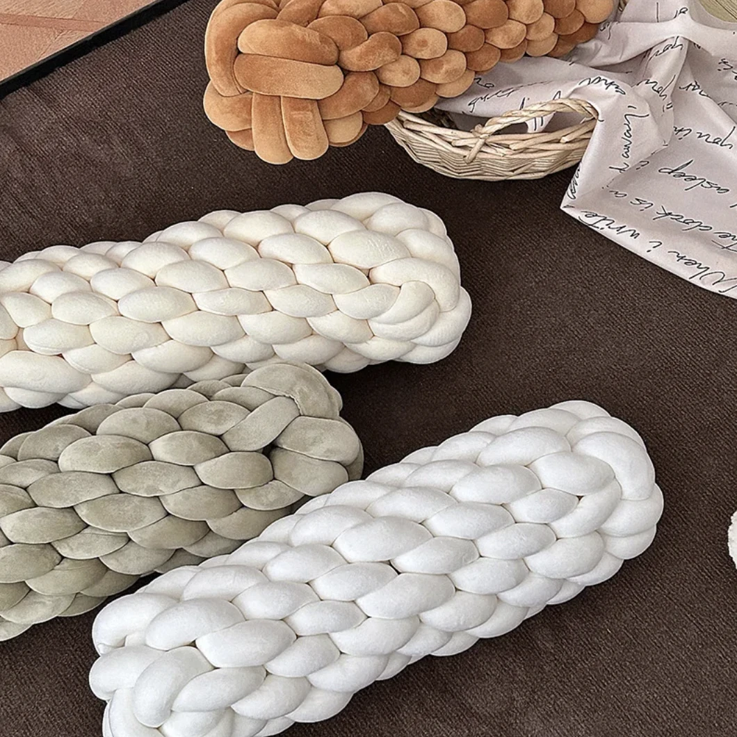 Braided Twist Pillow – Long Decorative Cushion for Sofa & Bed by Bowlift