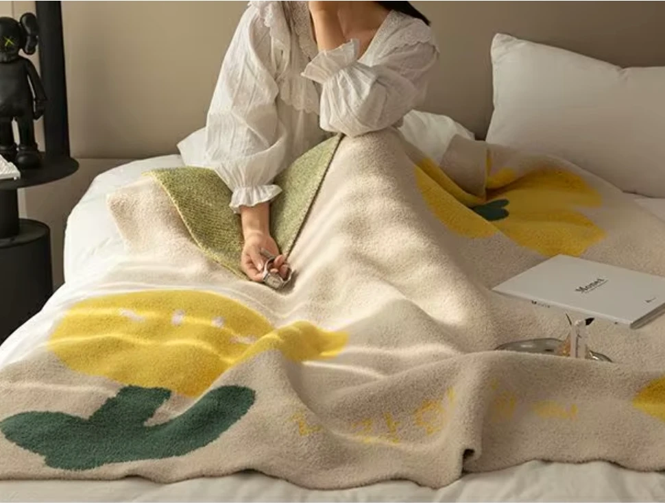 Floral Sofa Blanket – Nordic Fleece Throw by Bowlift
