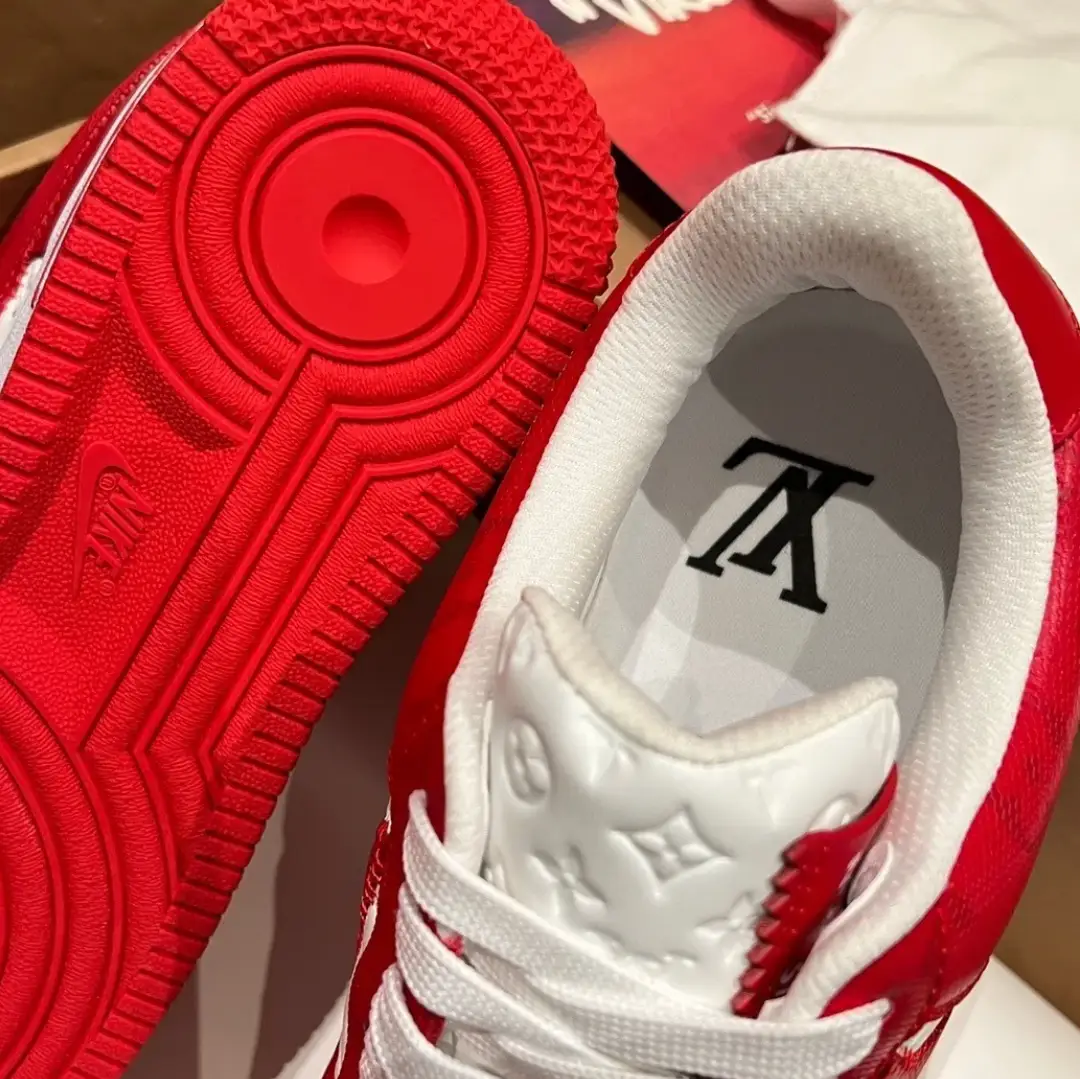 LV x Air Force 1 Virgil Abloh White Red Shoes Sneakers by Air Jordan