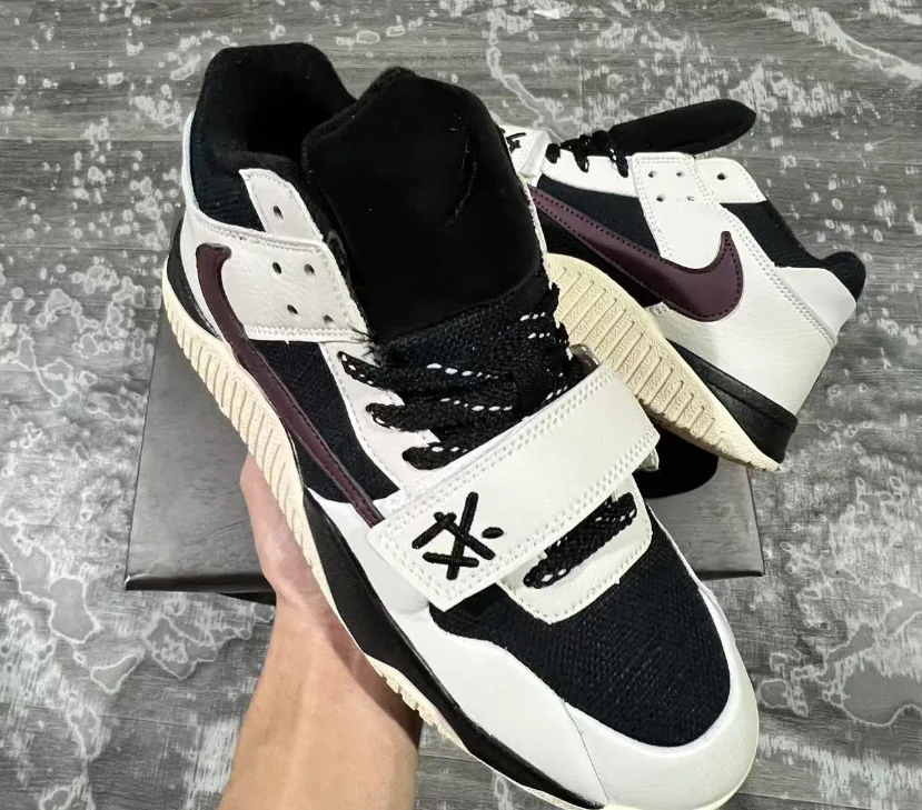Travis Scott x Jumpman Jack Black White Burgundy Shoes Sneakers by Air Jordan