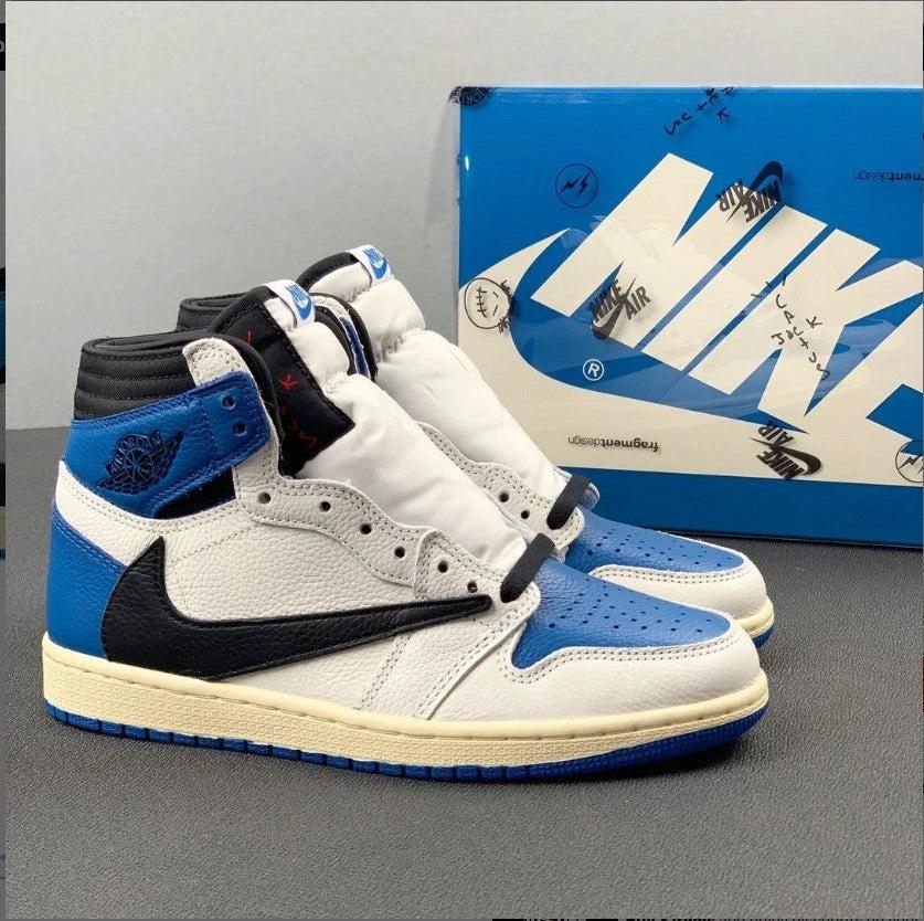 Travis Scott x Fragment x AJ 1 High “Military Blue” Shoes Sneakers by Air Jordan