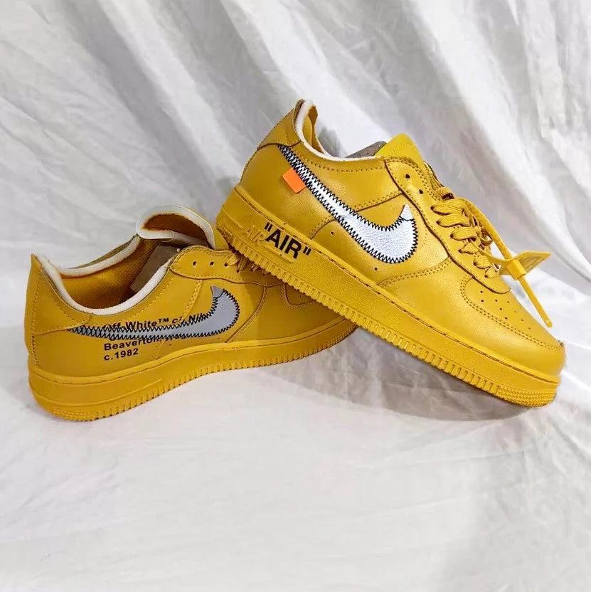 Off-White x Air Force 1 Low University Gold Lemonade Shoes Sneakers by Air Jordan