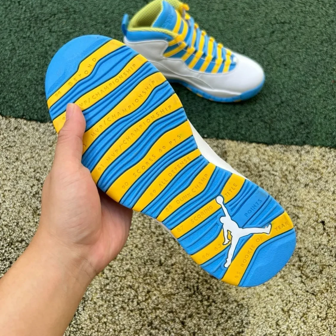 Air Jordan 10 Carolina Blue Yellow Shoes Sneakers by Air Jordan