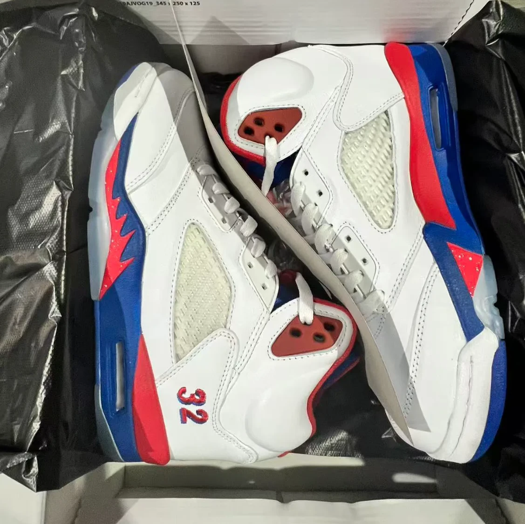 Air Jordan 5 White Blue Red Shoes Sneaker by Air Jordan