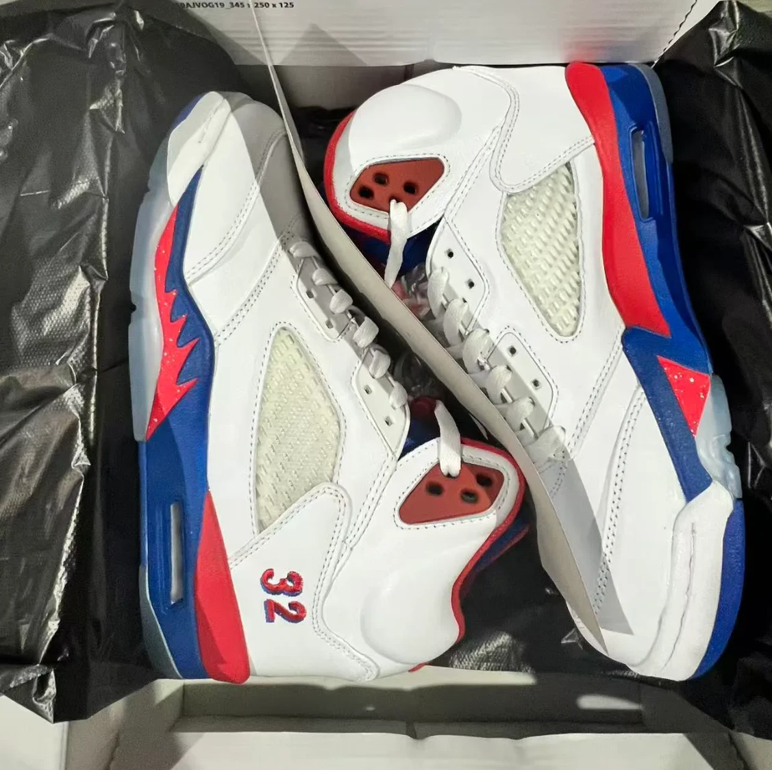 Air Jordan 5 White Blue Red Shoes Sneaker by Air Jordan