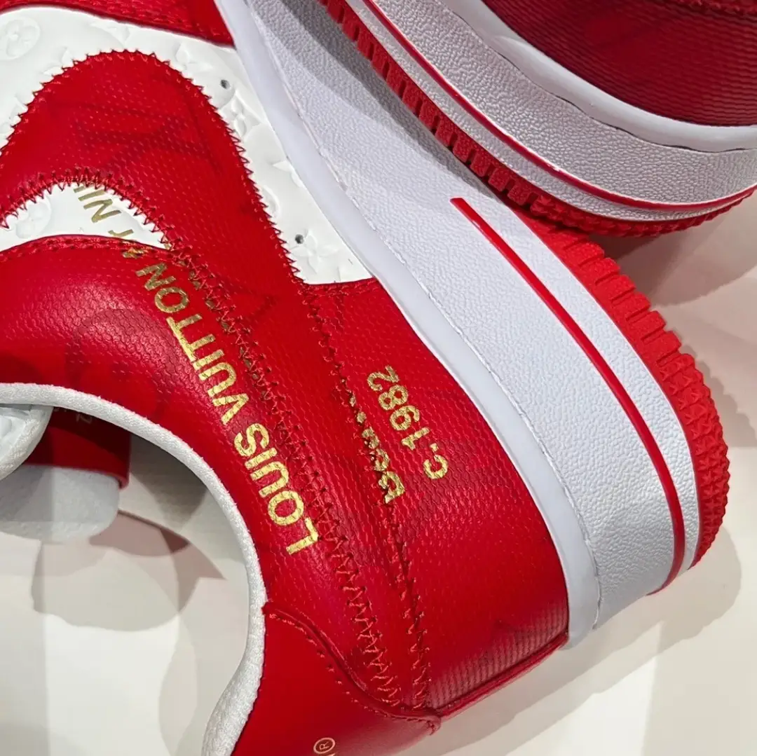 LV x Air Force 1 Virgil Abloh White Red Shoes Sneakers by Air Jordan