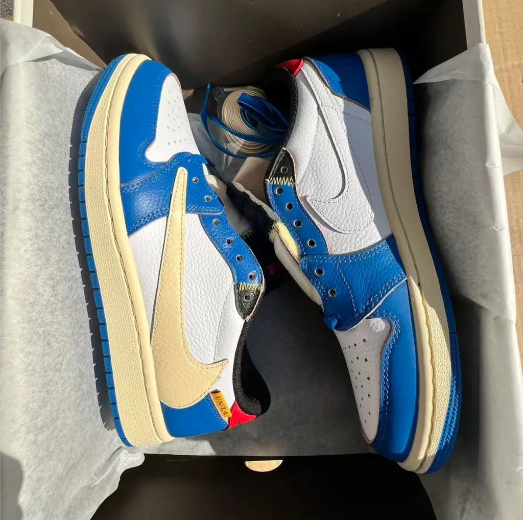 Union LA x Fragment Design x Air Jordan 1 Low Storm Blue Shoes Sneakers by Air Jordan