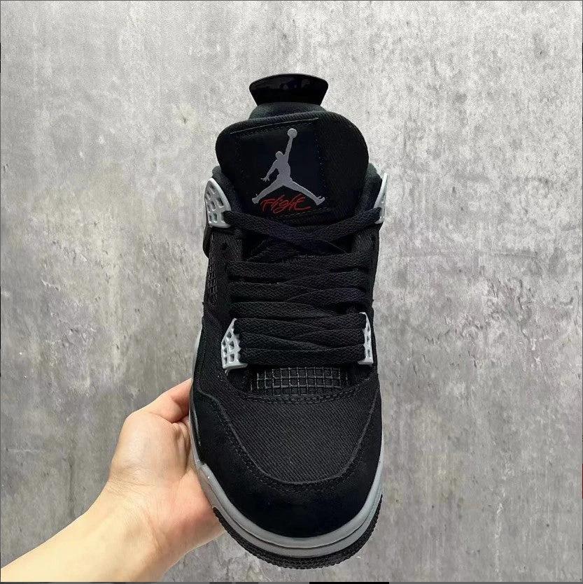 Air Jordan 4 Retro Black Canvas Shoes Sneakers by Air Jordan