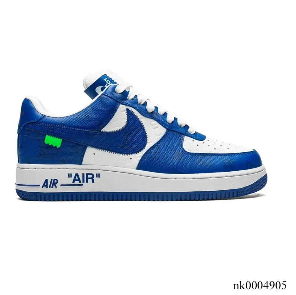 LV x Air Force 1 Virgil Abloh White Blue Shoes Sneakers by Air Jordan