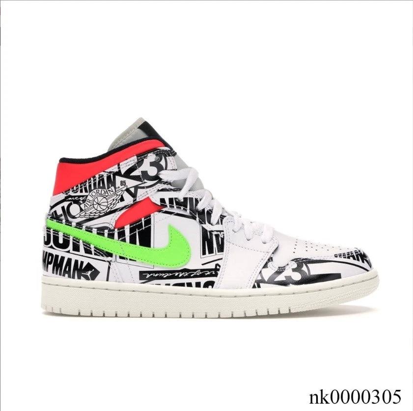 Air Jordan 1 Mid All Over Logos Shoes Sneakers by Air Jordan