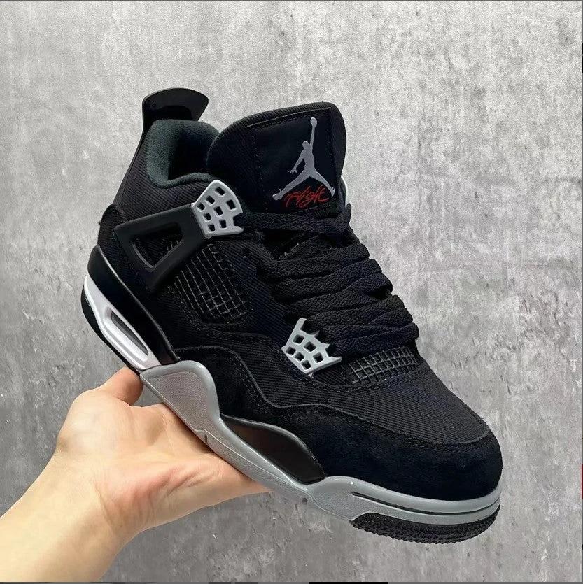 Air Jordan 4 Retro Black Canvas Shoes Sneakers by Air Jordan