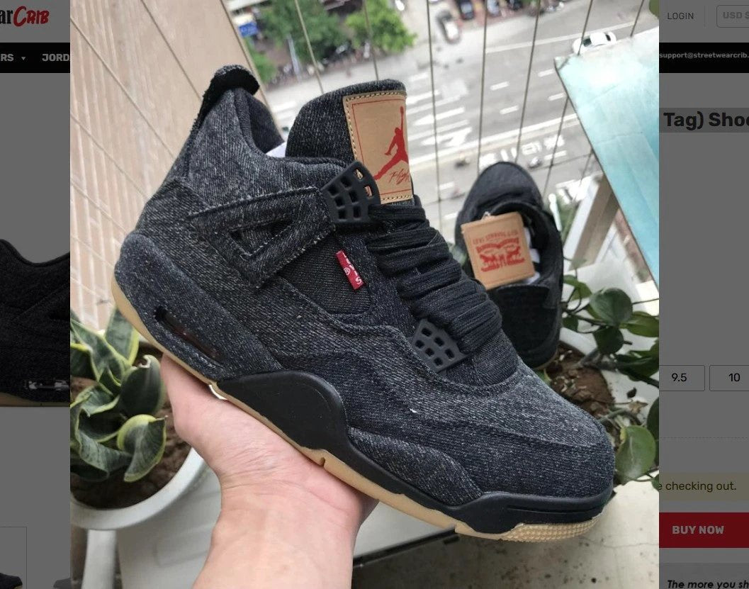 Air Jordan 4 Retro Levi’s Black (Levi’s Tag) Shoes Sneakers by Air Jordan