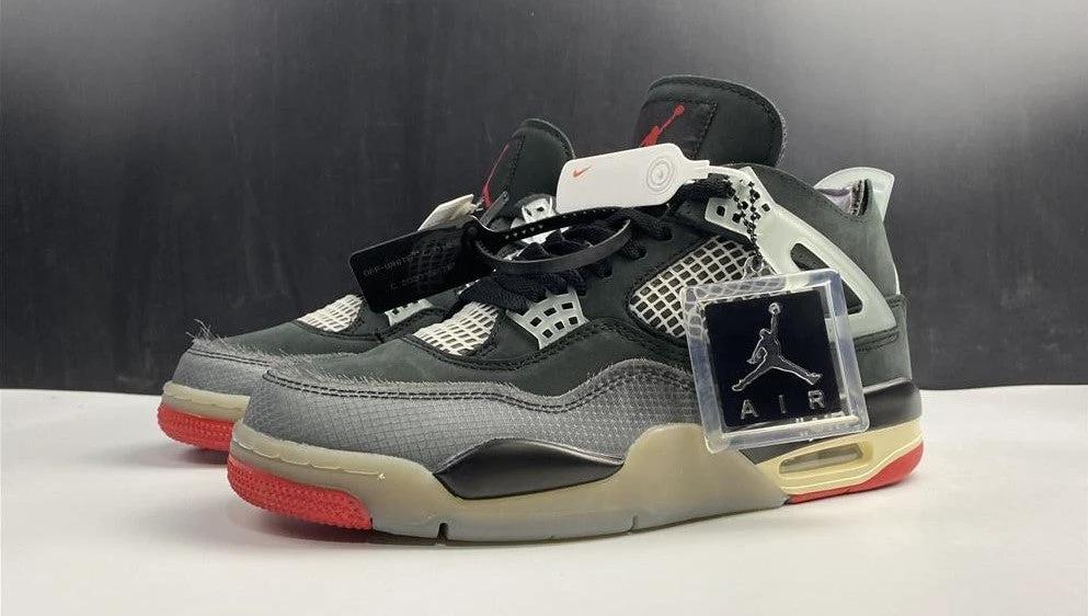 OFF-WHITE x Air Jordan 4 Bred Shoes Sneakers by Air Jordan