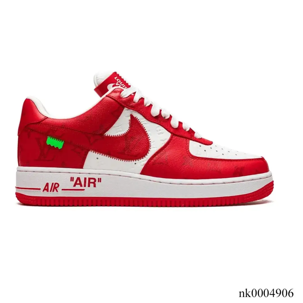 LV x Air Force 1 Virgil Abloh White Red Shoes Sneakers by Air Jordan