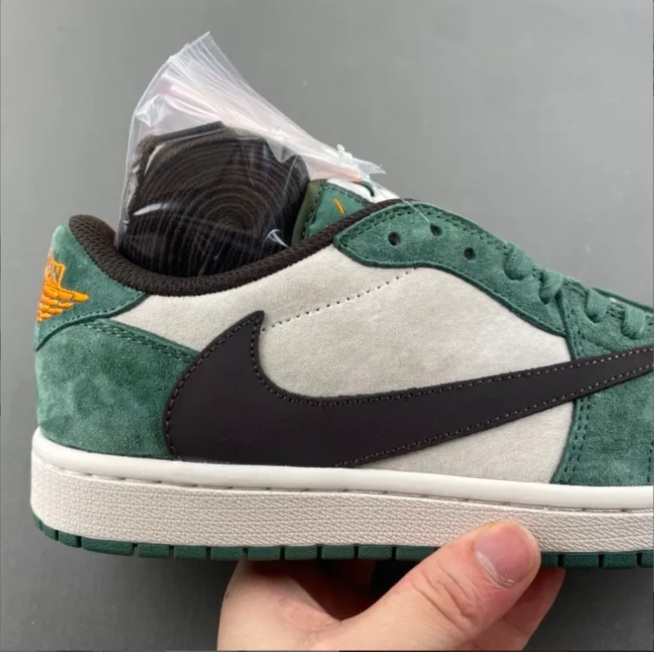Travis Scott x Air Jordan 1 Low OG SP Green Velvet Shoes Sneakers by Air Jordan