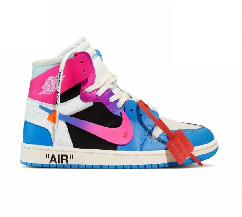 OFF-WHITE x Air Jordan 1 High Miami Vice Custom Shoes Sneakers by Air Jordan