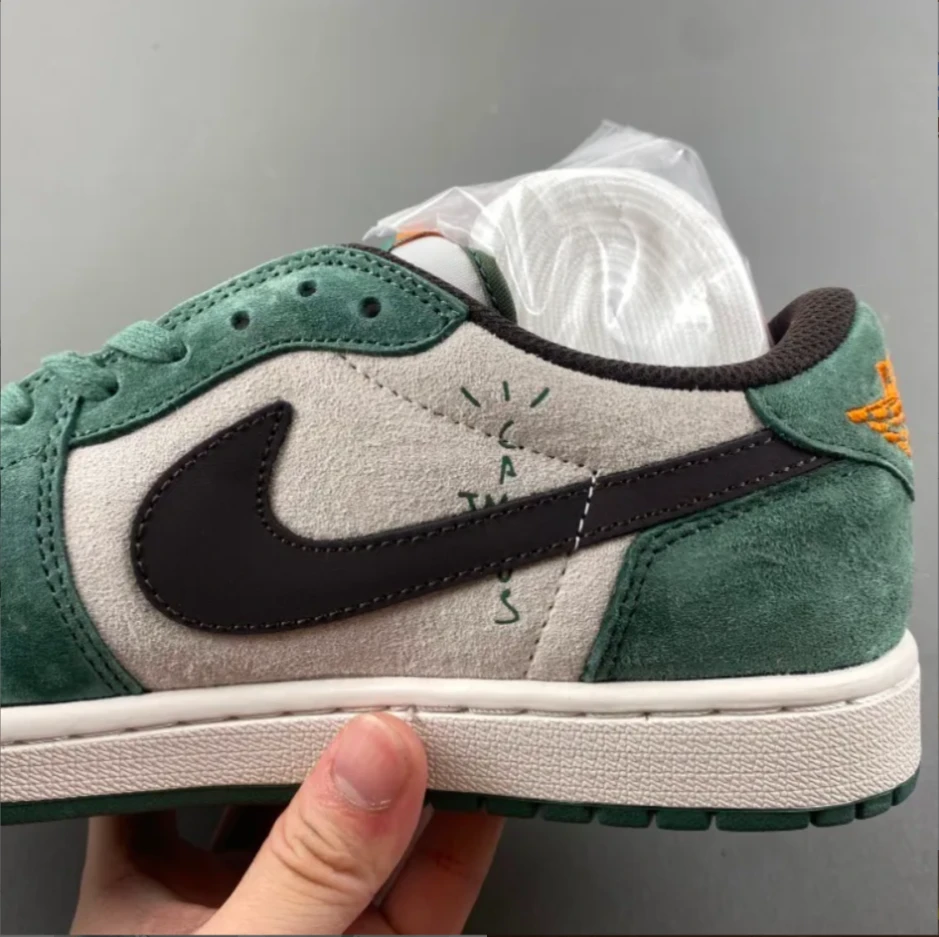 Travis Scott x Air Jordan 1 Low OG SP Green Velvet Shoes Sneakers by Air Jordan