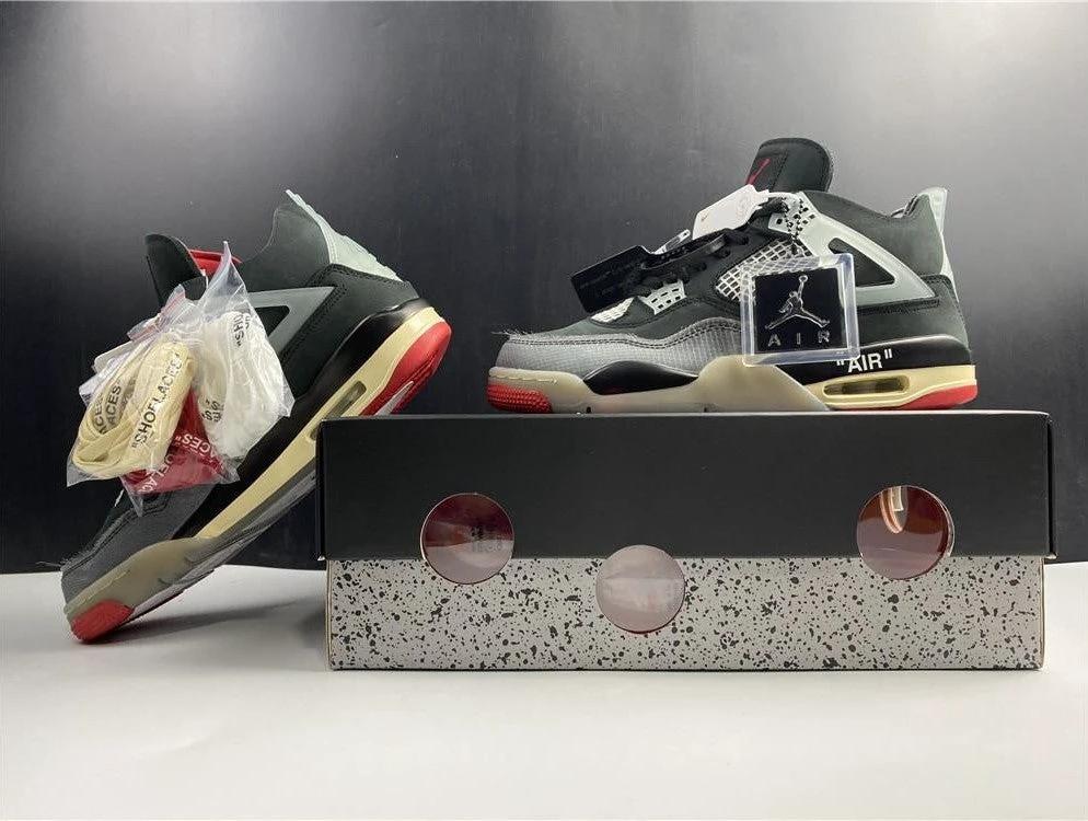 OFF-WHITE x Air Jordan 4 Bred Shoes Sneakers by Air Jordan