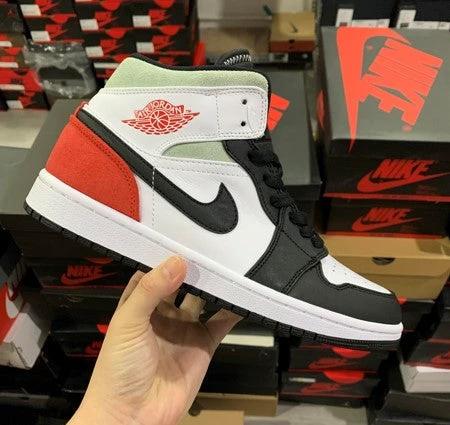 Air Jordan 1 Mid Black And White Red by Air Jordan