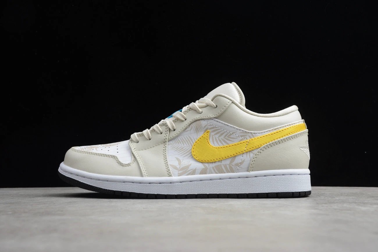 Air Jordan 1 Low Top White and Yellow Palm Leaf by Air Jordan