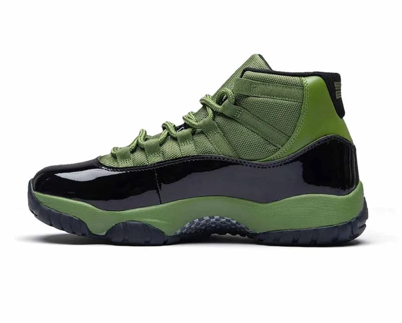 Air Jordan 11 Retro Olive and Black Shoes Sneakers by Air Jordan