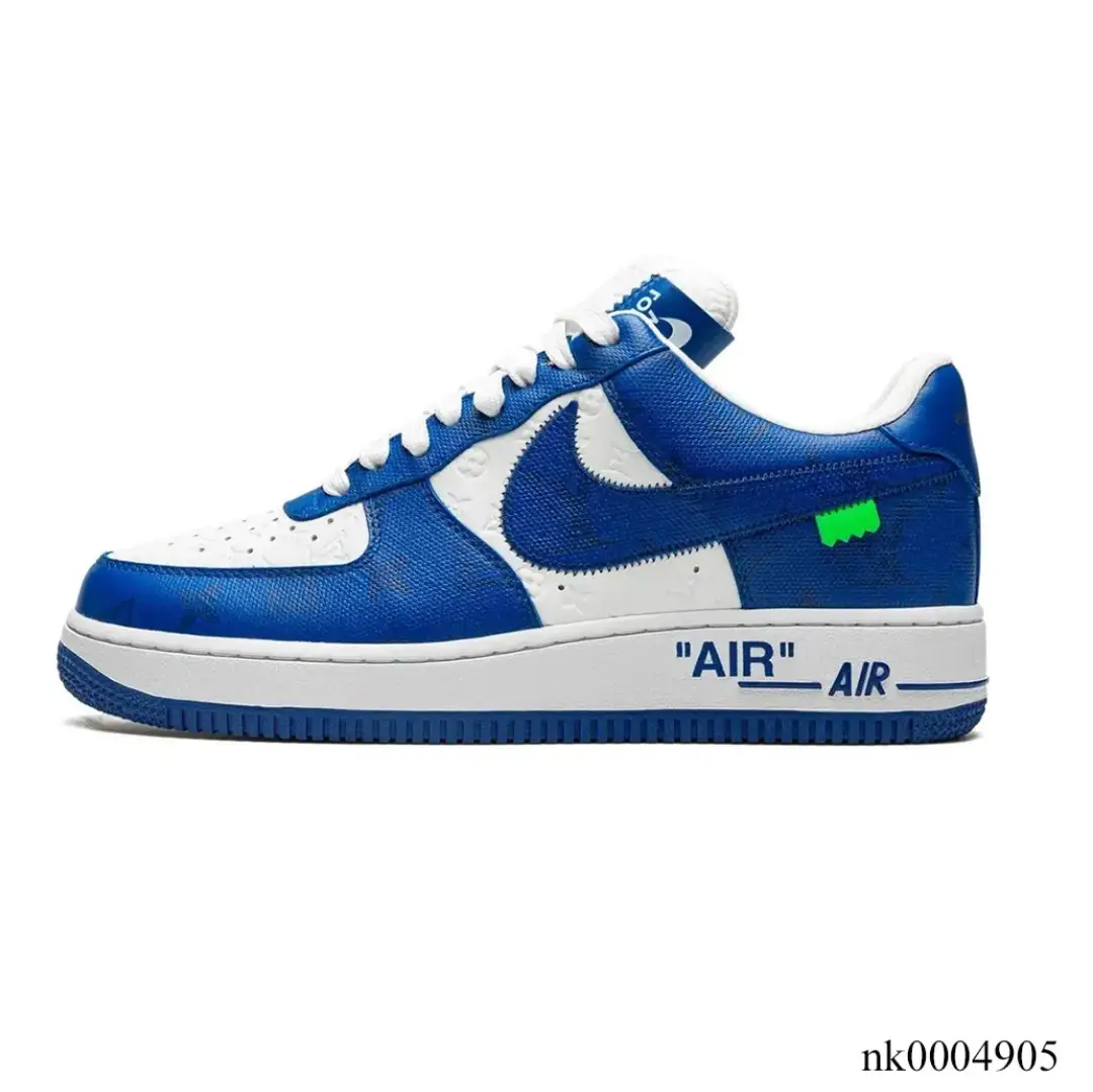 LV x Air Force 1 Virgil Abloh White Blue Shoes Sneakers by Air Jordan