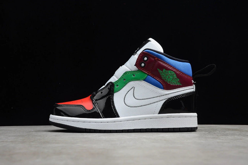 Air Jordan 1 Mid Black White Multi-Color by Air Jordan