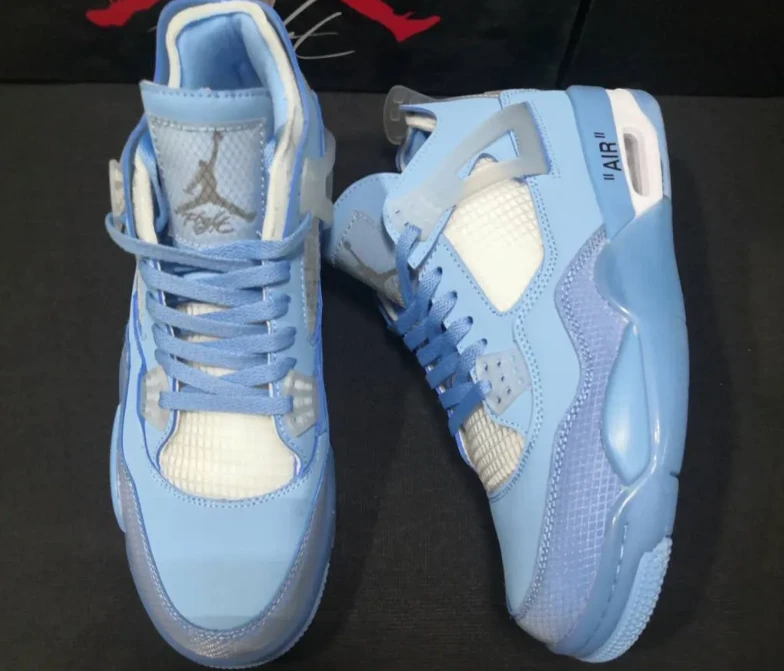 OW x AJ 4 Ice Blue Shoes Sneakers by Air Jordan