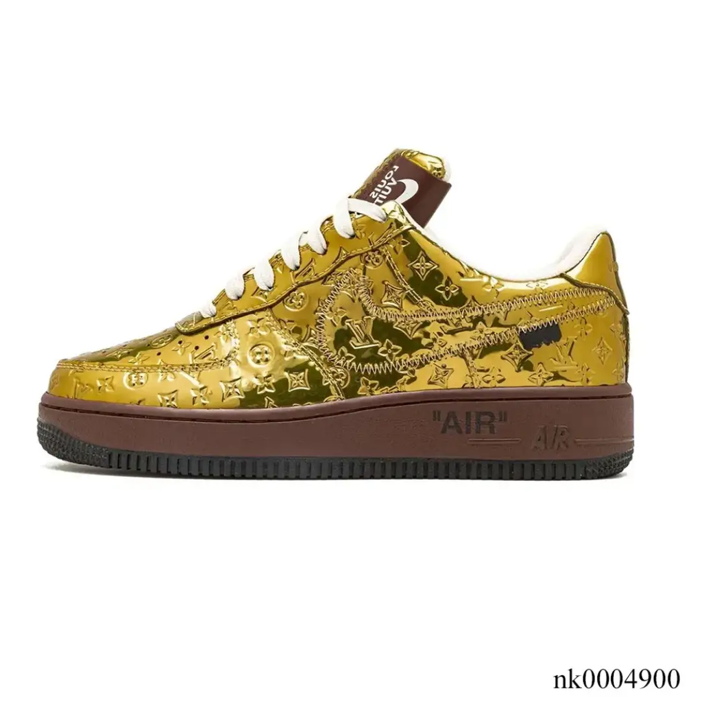 LV x Air Force 1 Low Virgil Abloh Metallic Gold Shoes Sneakers by Air Jordan