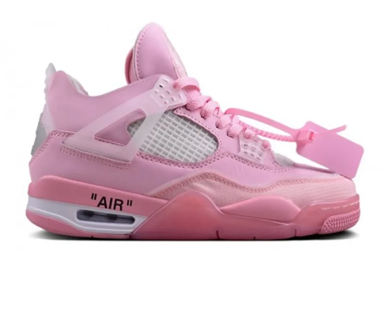 OW X AJ 4 Pink Shoes Sneakers by Air Jordan